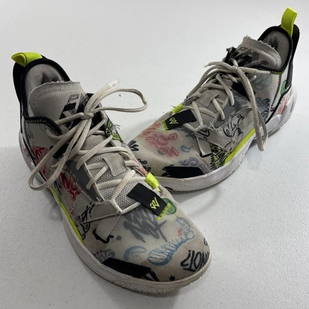 Nike Jordan Why Not Zer0.4 Graffiti Westbrook Shoes Men Sz 10.5 DD4887-007 Good